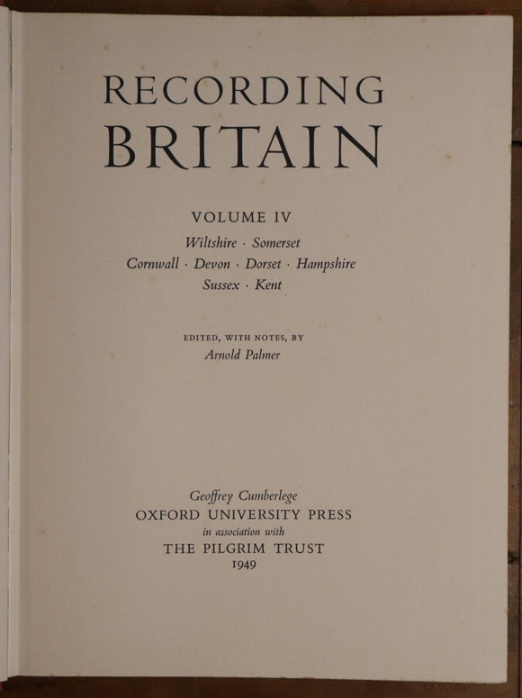 c1946 Recording Britain by G. Cumberlege Antique British History Book Set