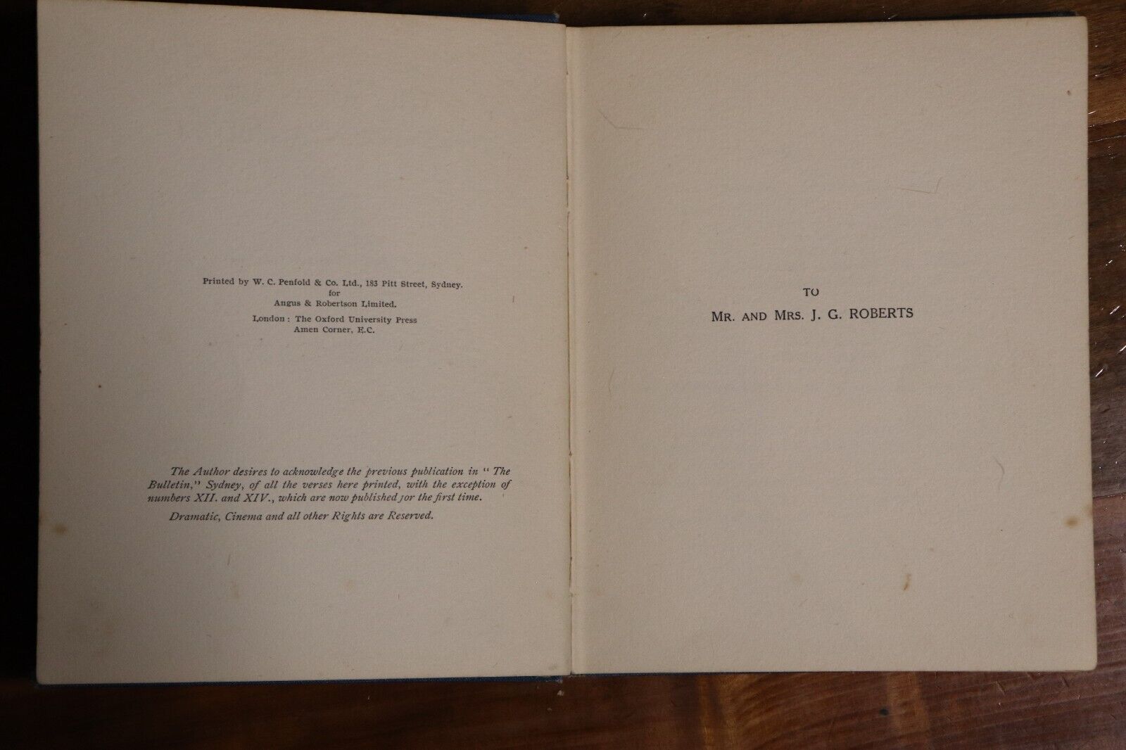 1916 The Sentimental Bloke by CJ Dennis Classic Australian Fiction Poetry Book