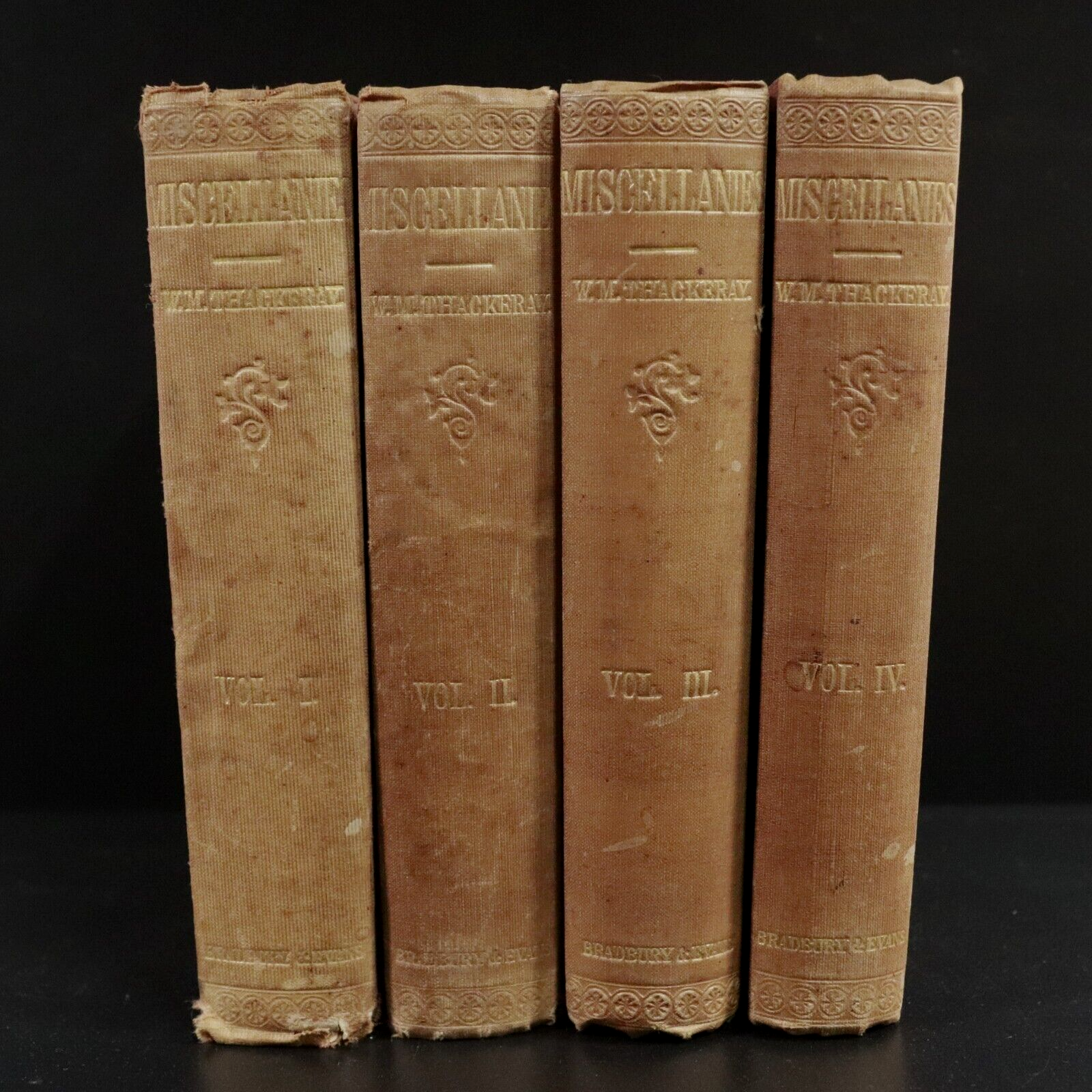 1856 4vol Miscellanies Prose & Verse W.M. Thackeray Antique Literature Books