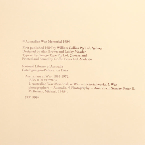 1984 Australians At War 1885-1972 Australian War Memorial Military History Book