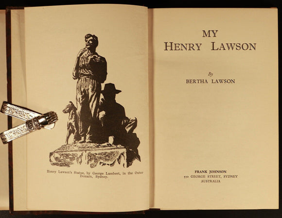 1943 My Henry Lawson by Bertha Lawson Antique Australian Biography History Book