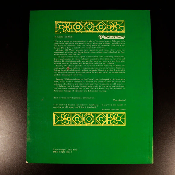 1985 Restoring Old Houses Ian Evans Australian House Renovation Restoration Book