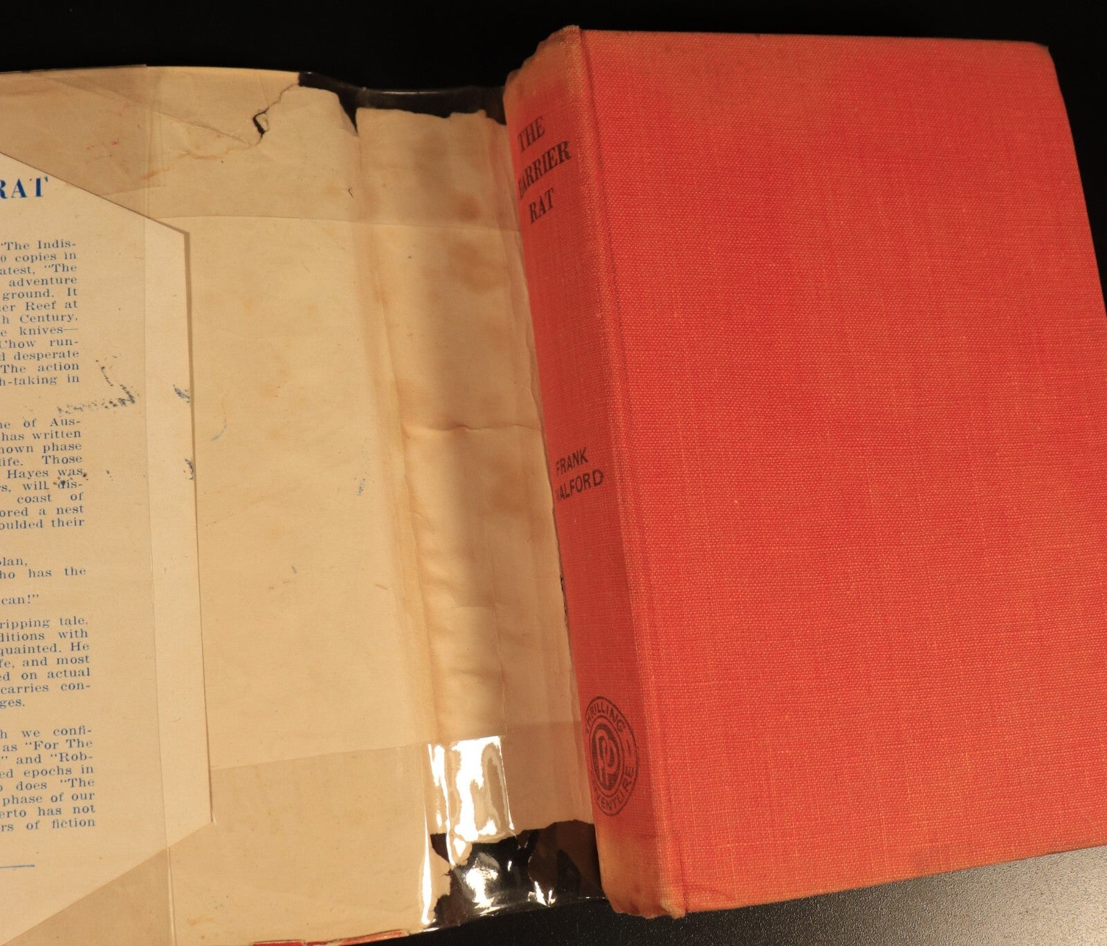 1943 The Barrier Rat by Frank Walford Vintage Australian Fiction Book w/DJ