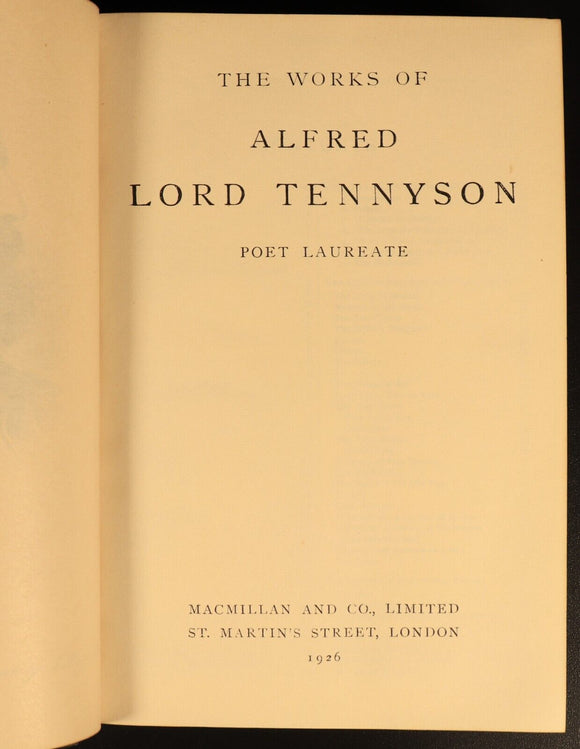 The Works Of Alfred Lord Tennyson 1926 Antique British Poetry Book Prize Binding