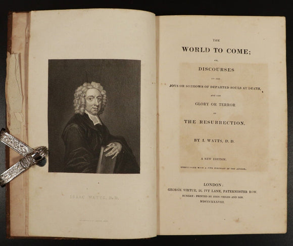 1838 The World To Come by Isaac Watts Antiquarian Theology British History Book