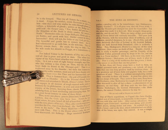 1872 On Heroes & Hero Worship by Thomas Carlyle Antiquarian History Book