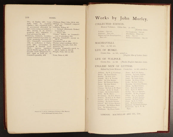 1901 Oliver Cromwell by John Morley Antique British History Book