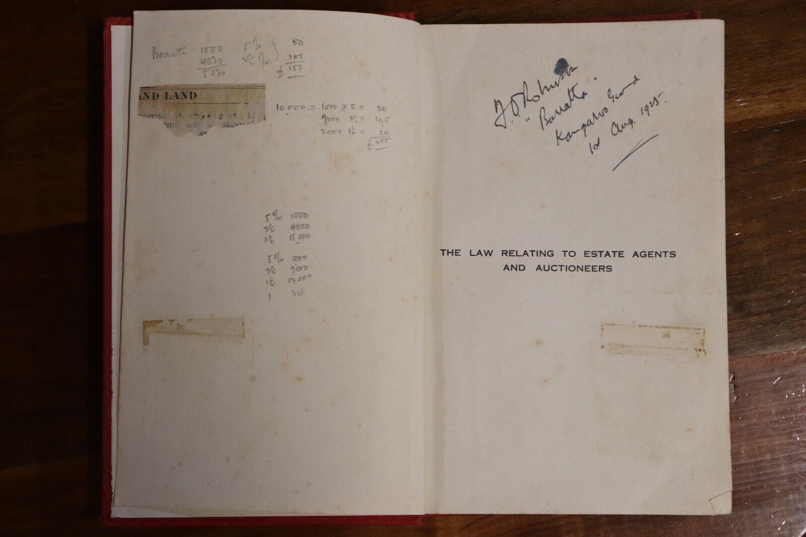 1925 The Law Relating To Estate Agents & Auctioneers Australian History Book