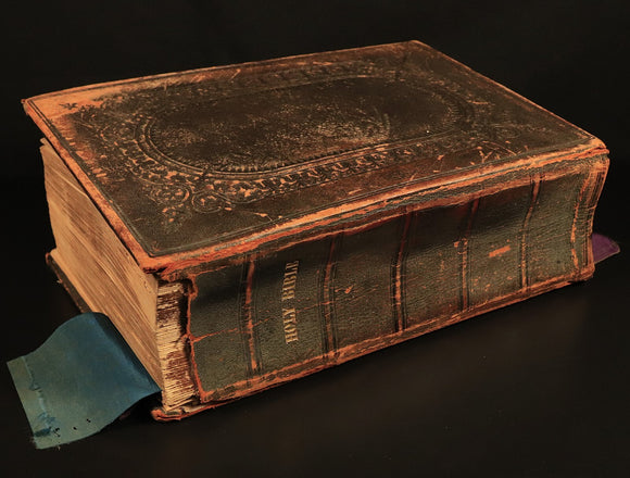 1853 The Prince James Holy Bible Antiquarian Bible With Ephemera Postcards etc