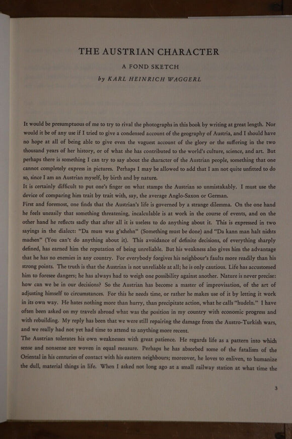 1965 Austria Her Scenery Her People & Her Culture by Karl Waggerl History Book