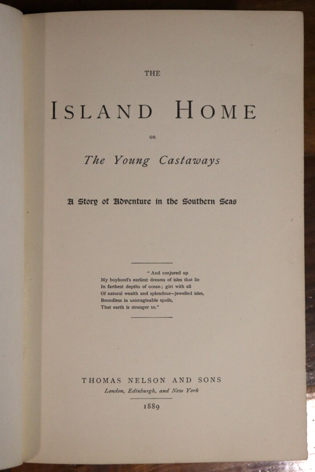 1889 The Island Home or The Young Castaways Antique Adventure Fiction Book