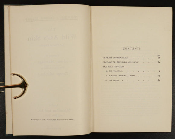 1896 The Wild Ass's Skin La Peau De Chagrin - H. De Balzac Antique Fiction Book