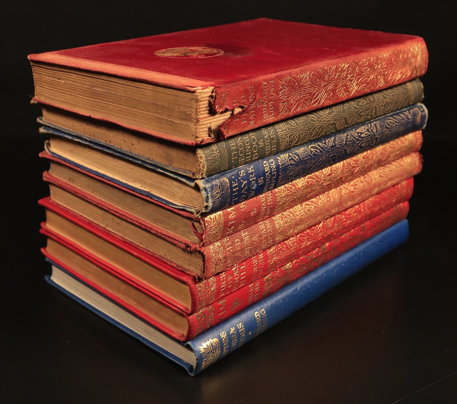 c1909 8vol Rudyard Kipling Library Antique Fiction Book Collection Bulk Lot - 0