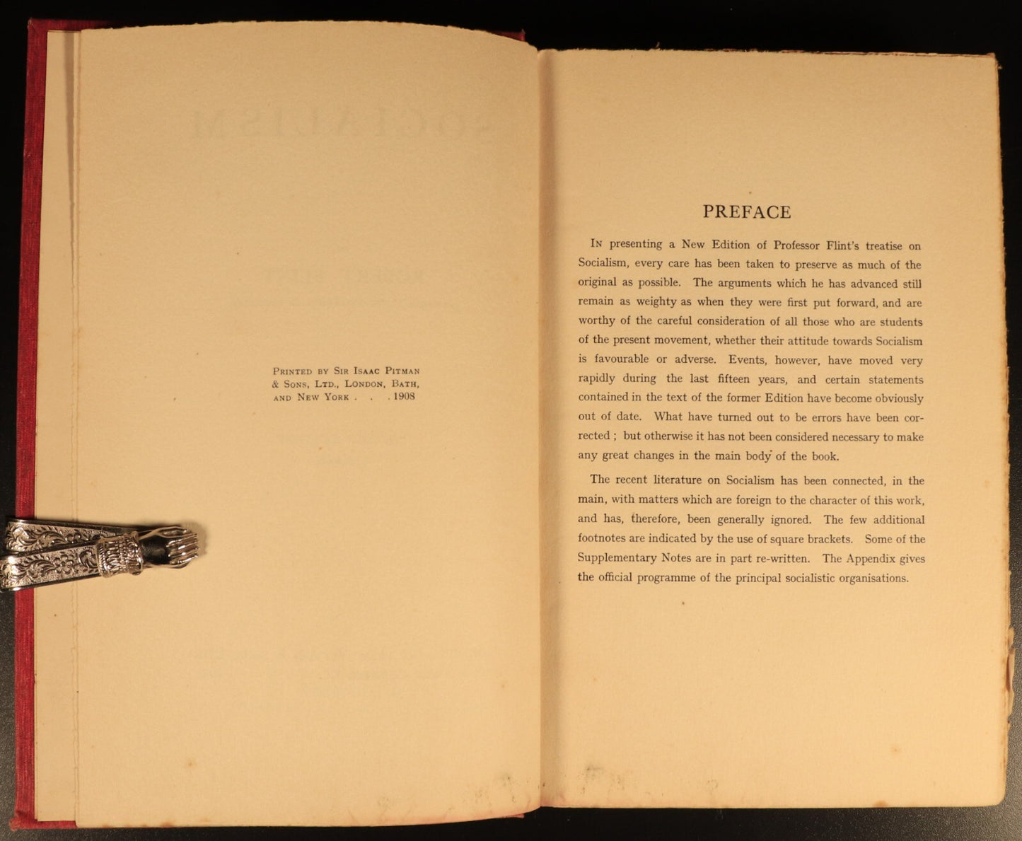 1908 Socialism by Robert Flint Antique Political Reference & Theory Book