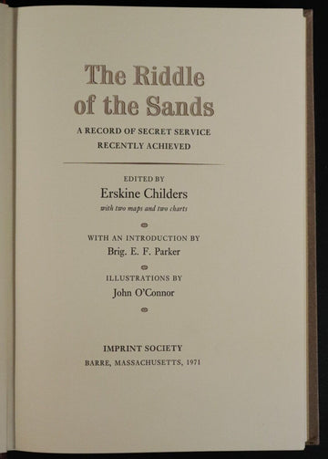 1971 The Riddle Of The Sands by Erskine Childers Imprint Society Book Military - 0