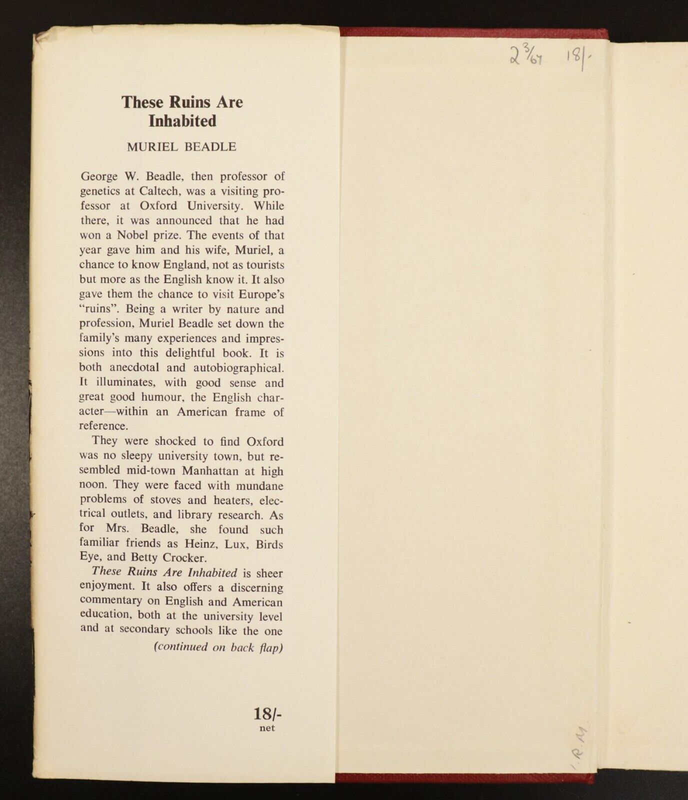 1966 These Ruins Are Inhabited by Muriel Beadle Vintage British Travel Book