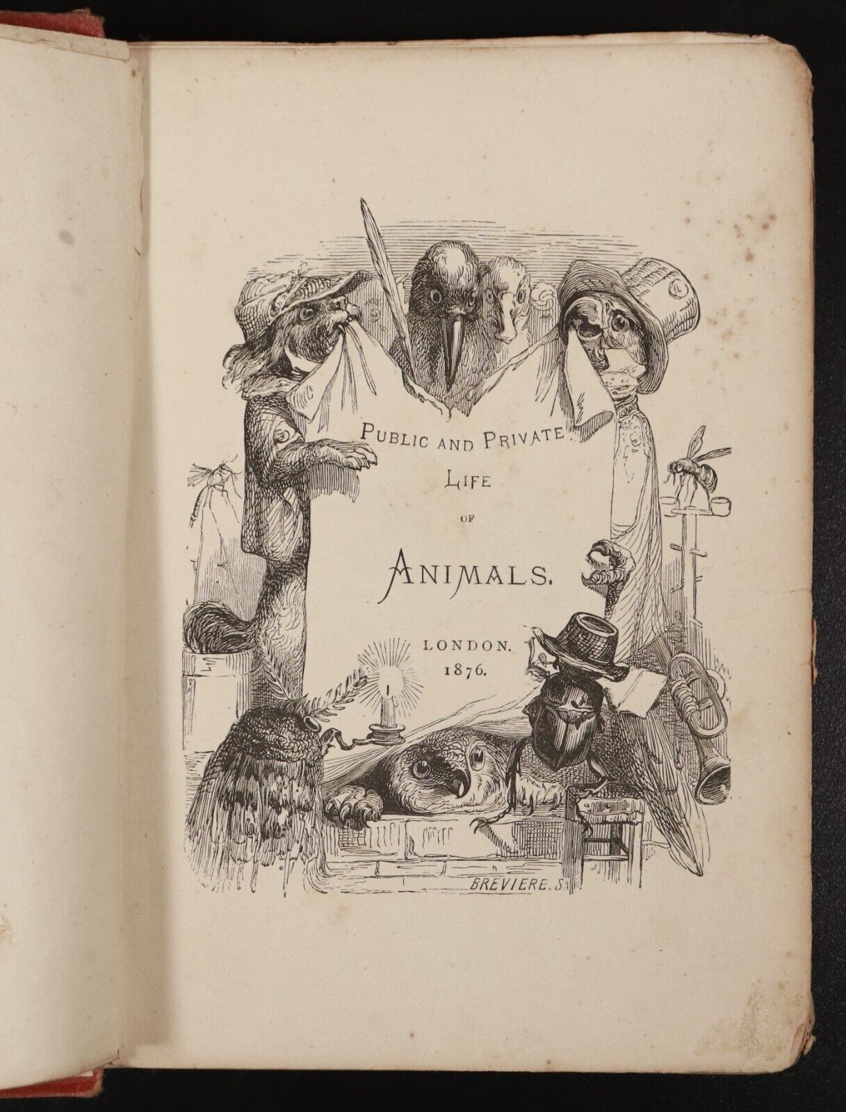1877 Public & Private Life Of Animals Antiquarian Fables Literature Book Scarce - 0