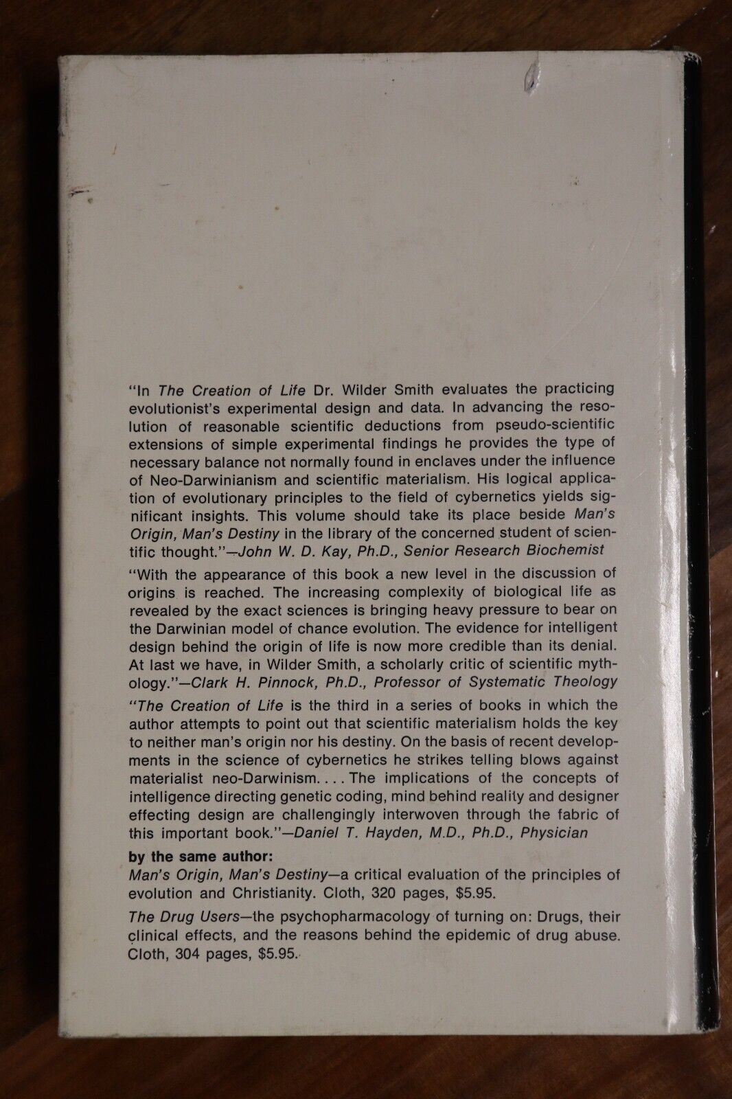 1970 The Creation Of Life by AE Wilder-Smith 1st Edition Science Reference Book