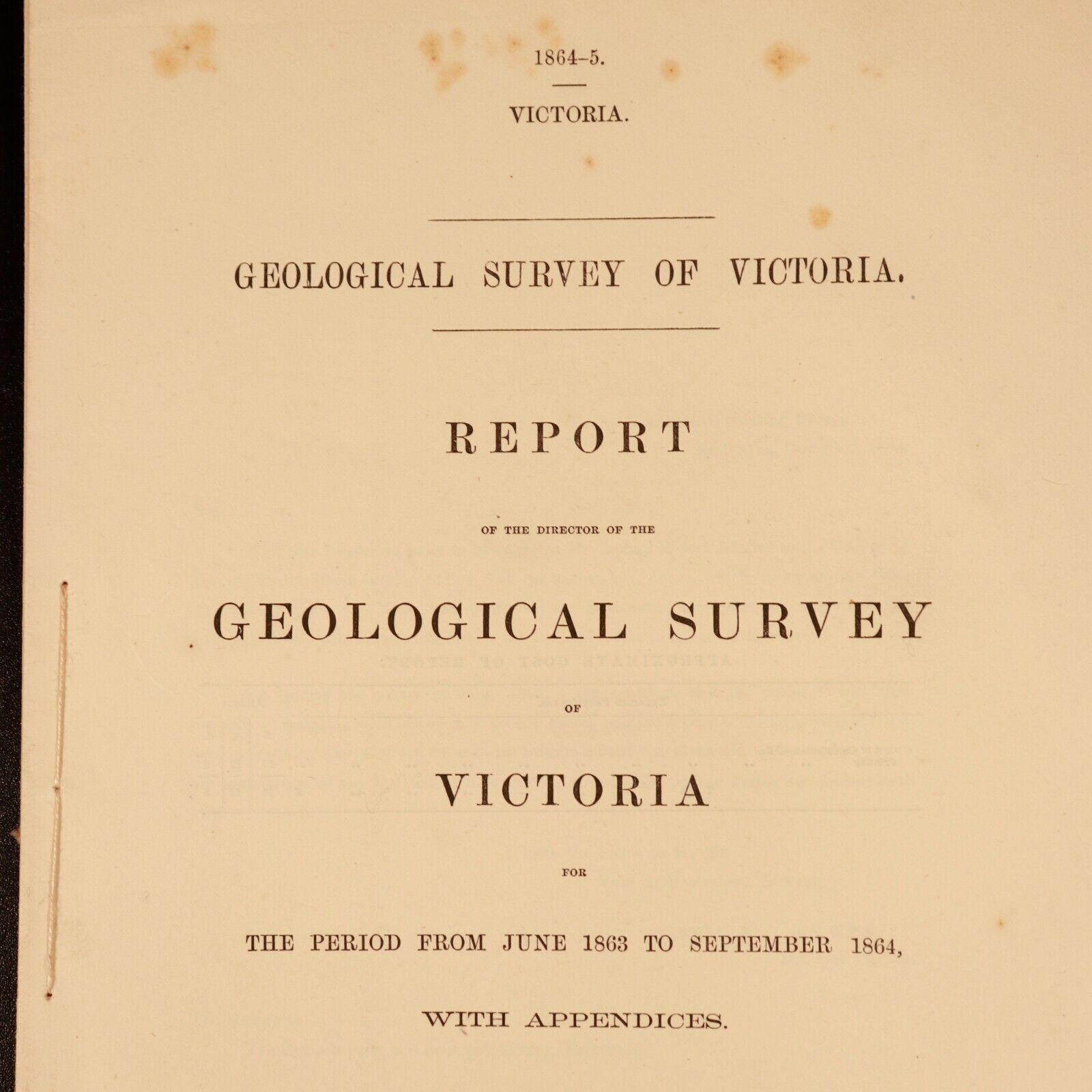 1865 Geological Survey Of Victoria Colonial Government Report History Book 1864 - 0