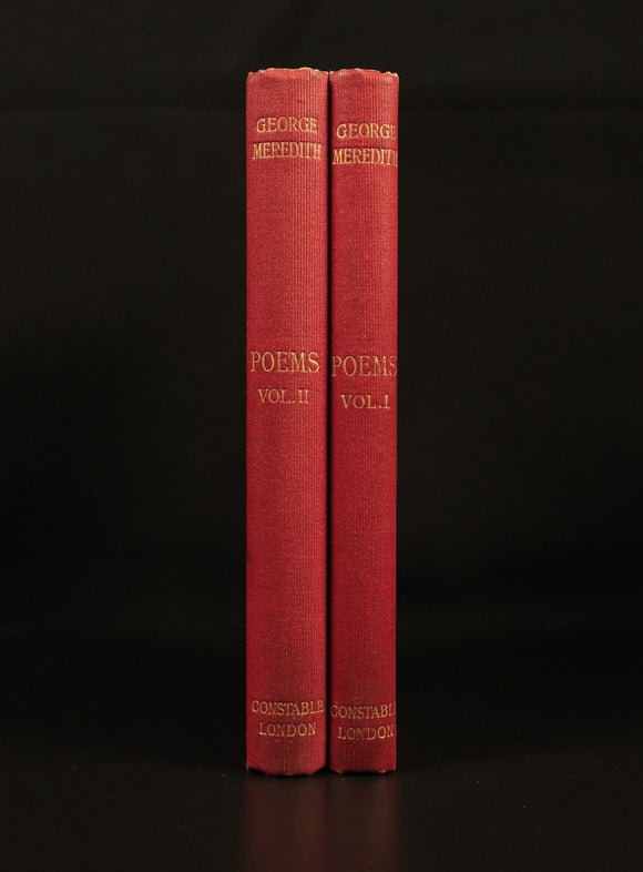 1909 Poems by George Meredith 2 Volume Antique British Poetry Book Set