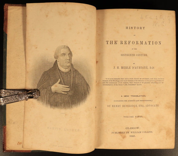 1845 4vol History Of The Reformation by D'Aubigne Antique History Book Set