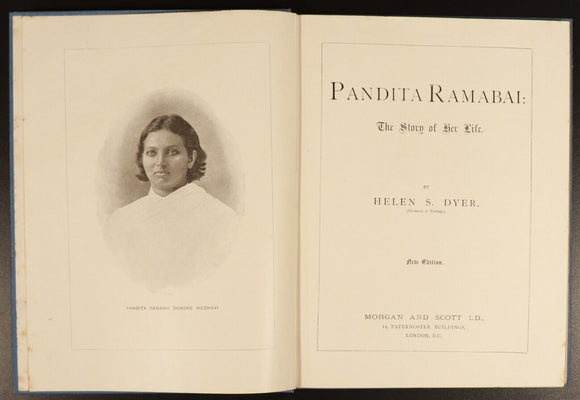 1914 Pandita Ramabai by Helen S. Dyer Antique Indian Biography History Book