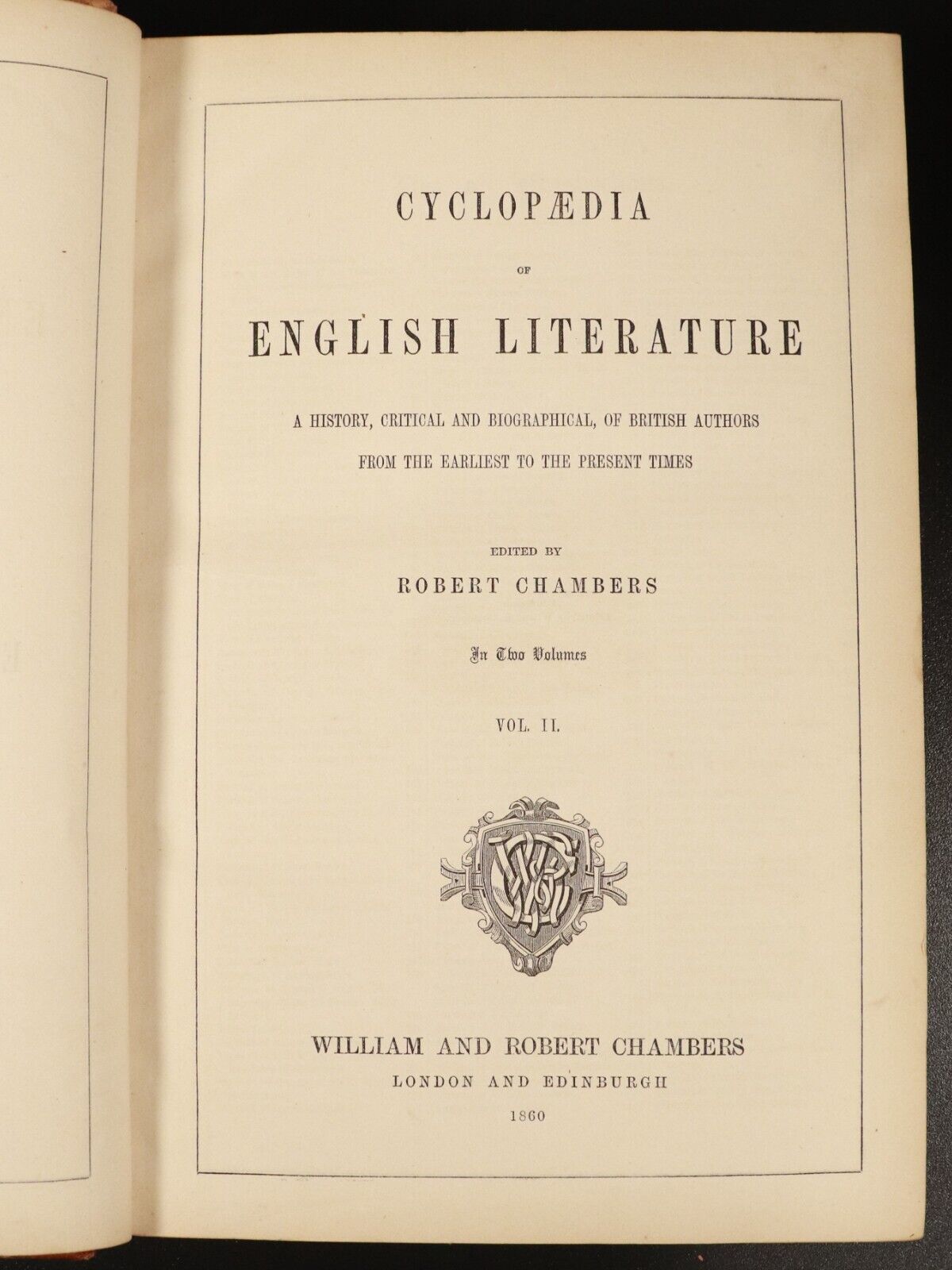 1858 2vol Cyclopaedia Of English Literature Antiquarian Leather Book Set