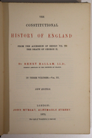 1872 The Constitutional History Of England  Hallam Antique British History Book-2