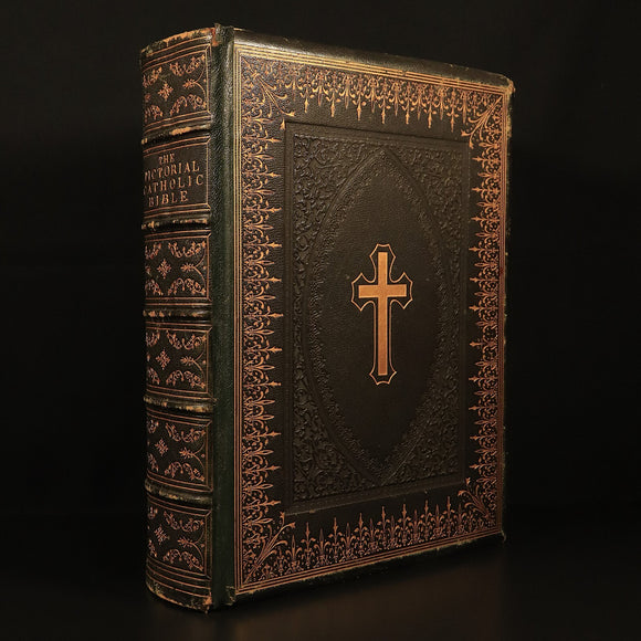 1865 The Pictorial Catholic Bible by Rev Dr Cullen Antiquarian Leather Bible