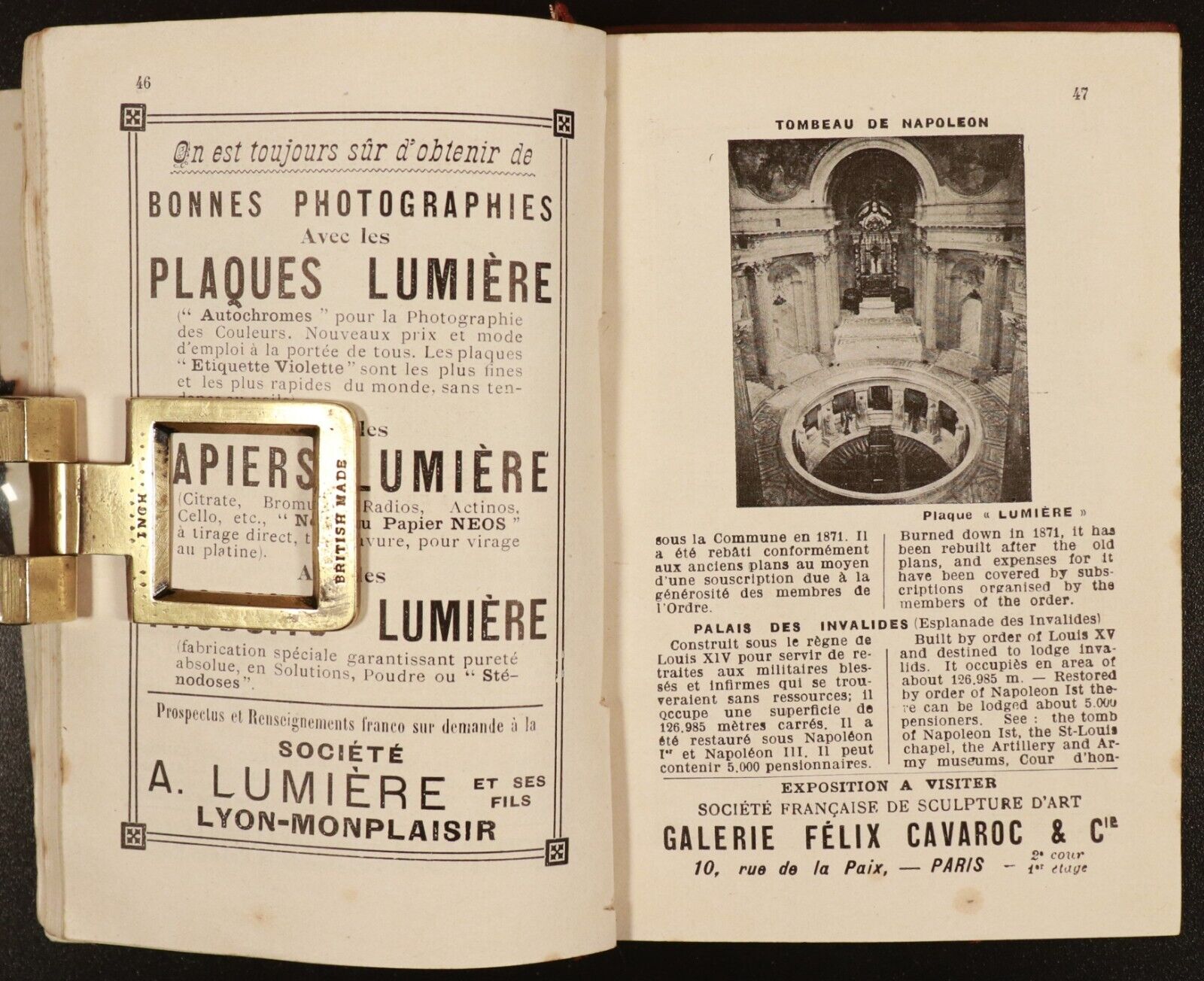 1911 Paris Guide Offert Par L'Hotel St Petersbourg Antique Travel Guide w/Map