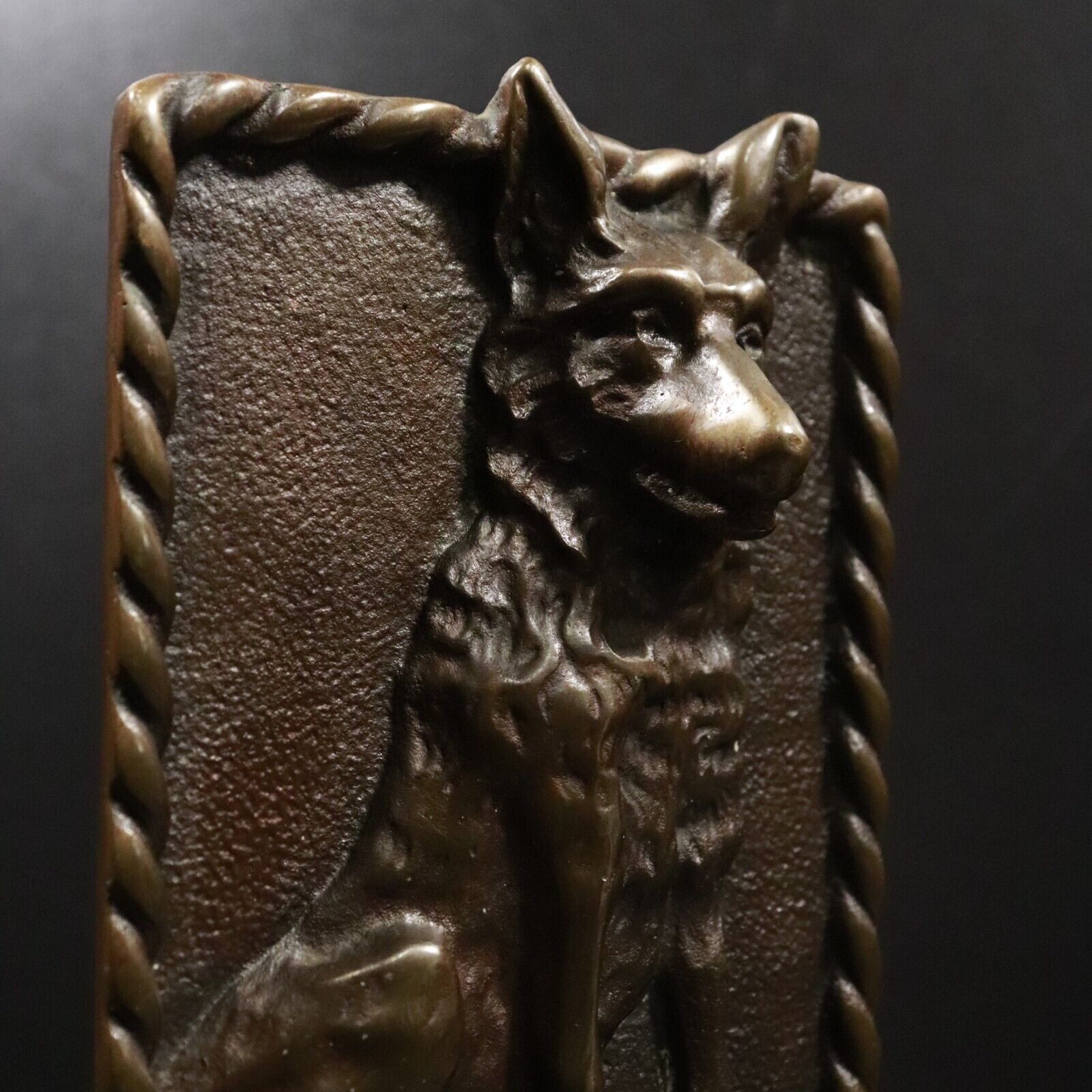 c1930's Wolf Themed Book Ends Antique Cast Brass Bookends Natural History