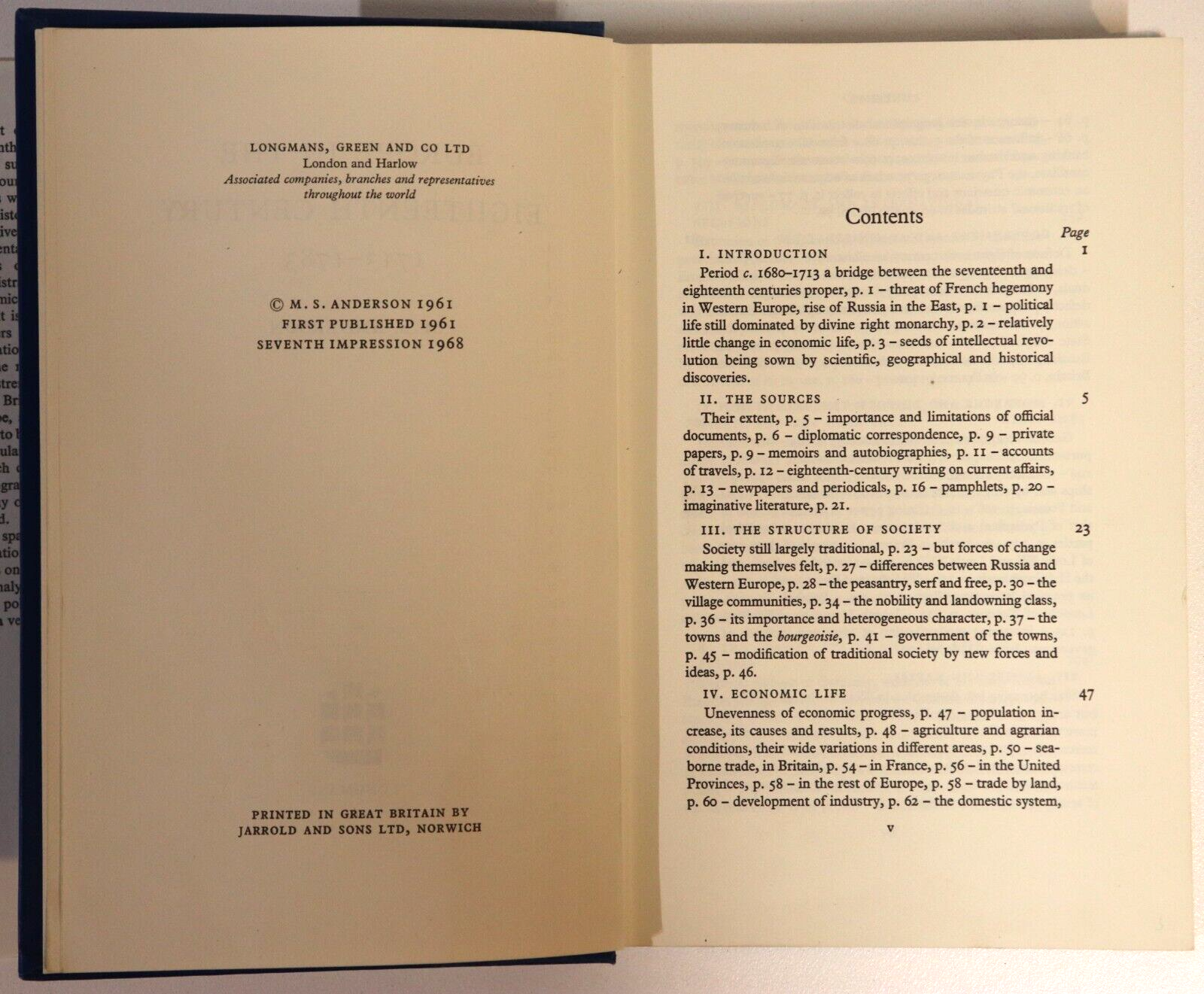 1968 Europe In The Eighteenth Century Vintage British History Book