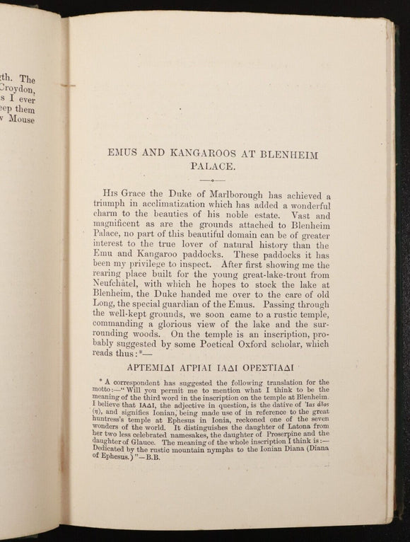 1883 Log-Book Of A Fisherman & Zoologist F Buckland Antique Natural History Book