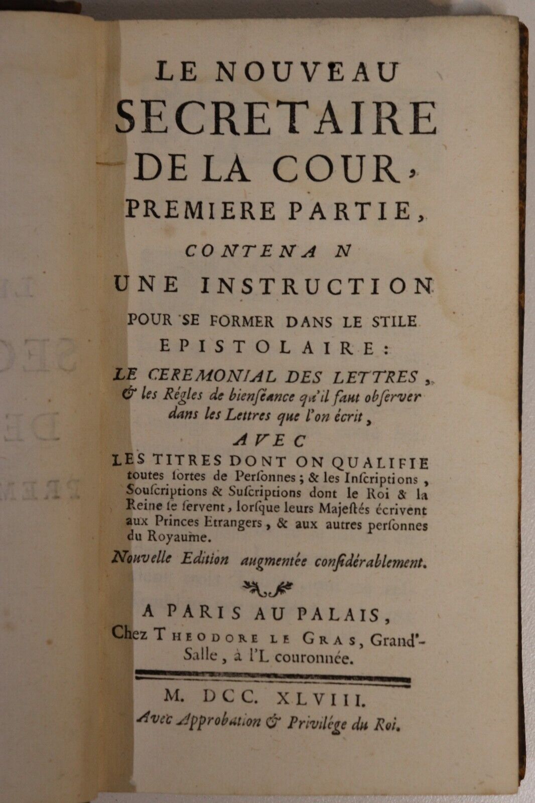 1748 Le Nouveau Secretaire De La Cour Paris French Antiquarian Book