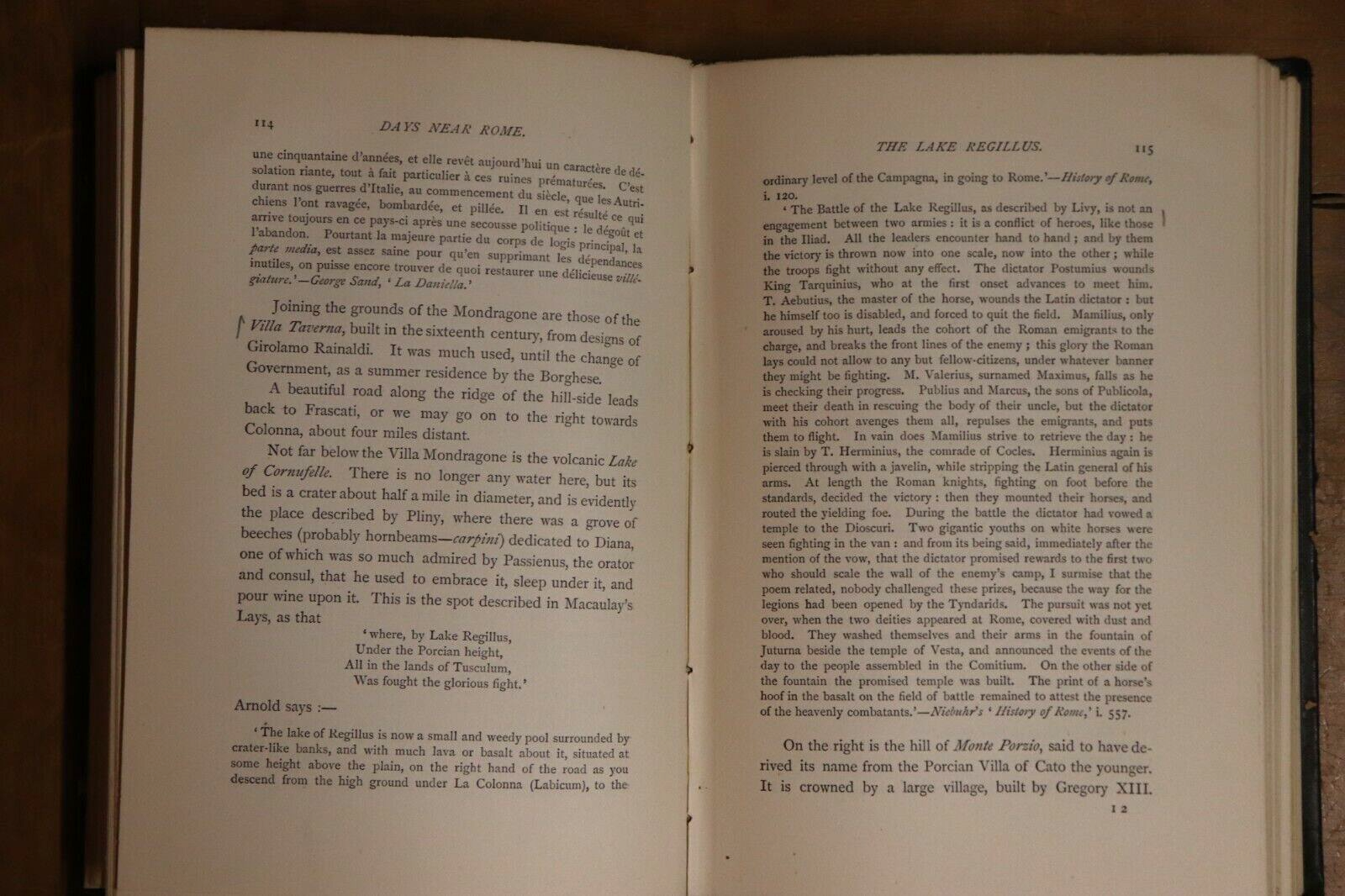 1884 2vol Days Near Rome by Augustus Hare Antique Roman History Book Set