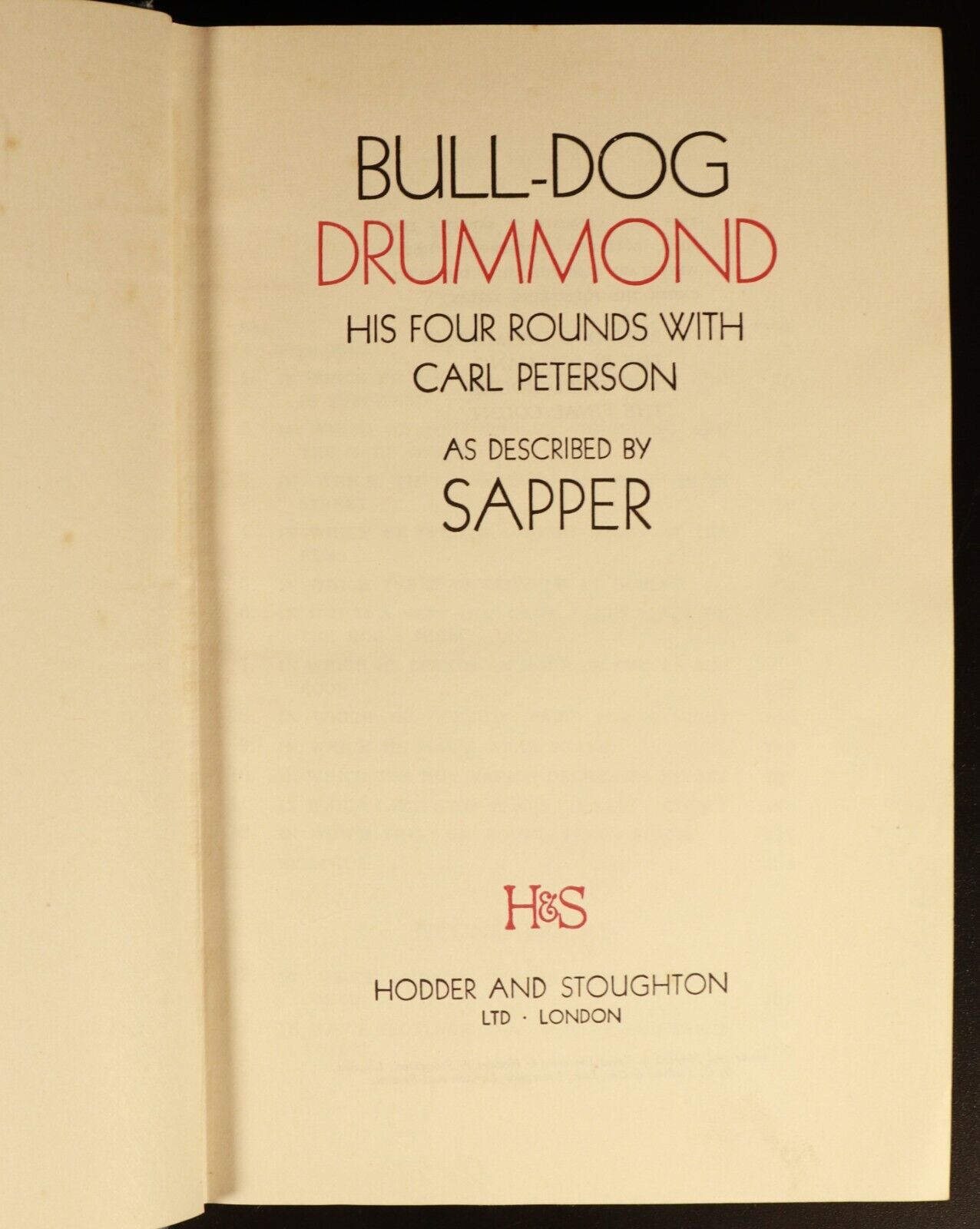 c1950 Bull-Dog Drummond His Four Rounds by Sapper Antique British Fiction Book