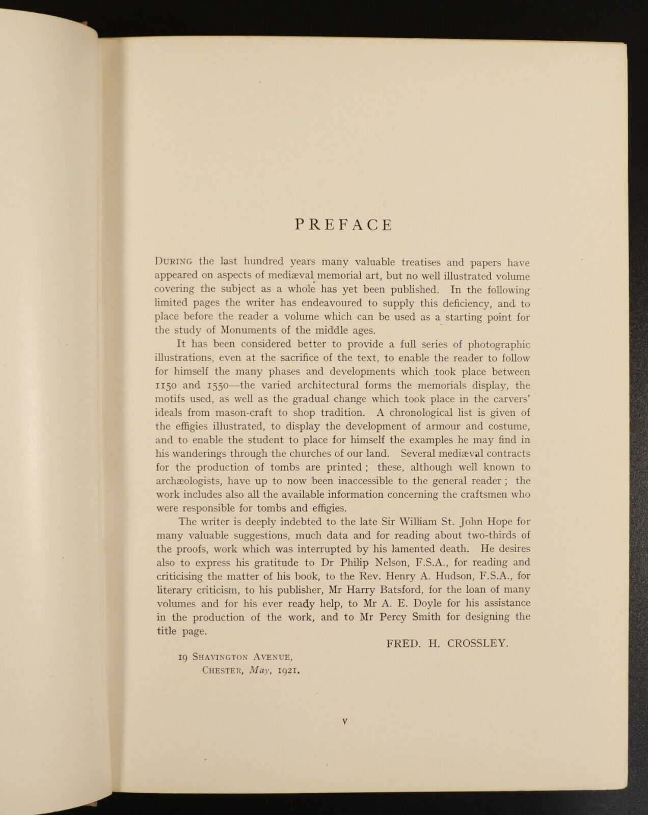 1921 English Church Monuments 1150 - 1550 F. Crossley Antique Architecture Book