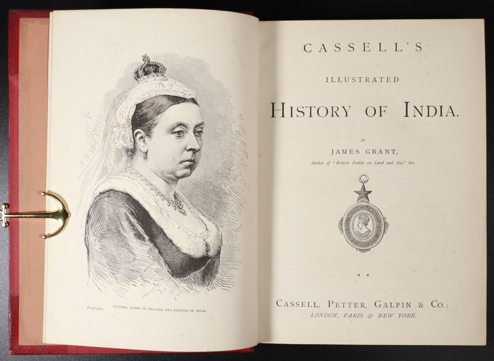 c1885 2vol Cassell's Illustrated History Of India Antique History Book Set