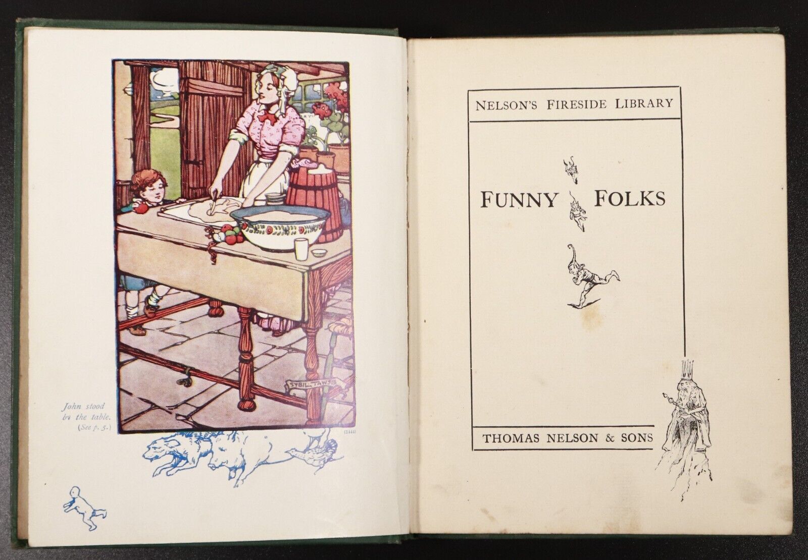c1910 Funny Folks Antique Children's Book Nelson's Fireside Library Illustrated