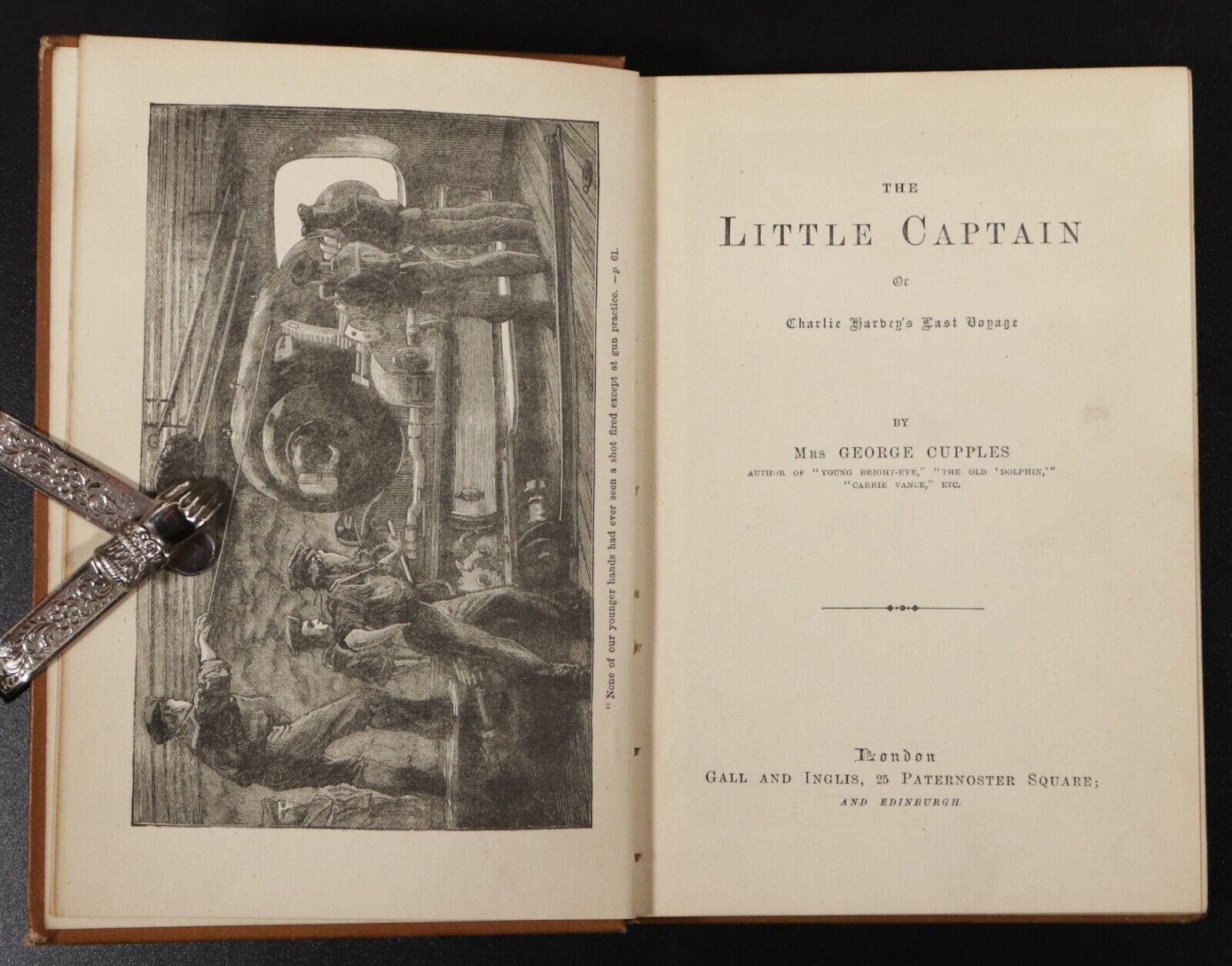 c1910 The Little Captain by Mrs George Cupples Antique Fiction Book Illustrated