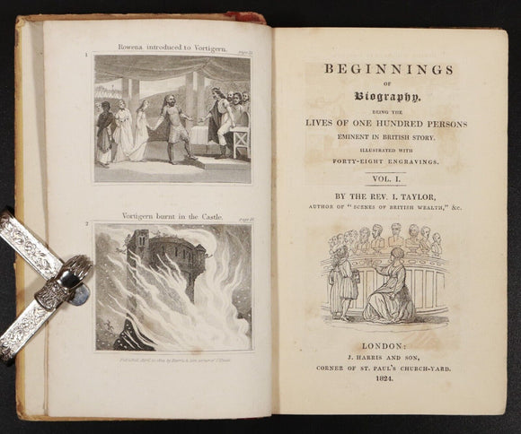 1824 2vol Beginnings Of Biography by I. Taylor Antiquarian British History Books