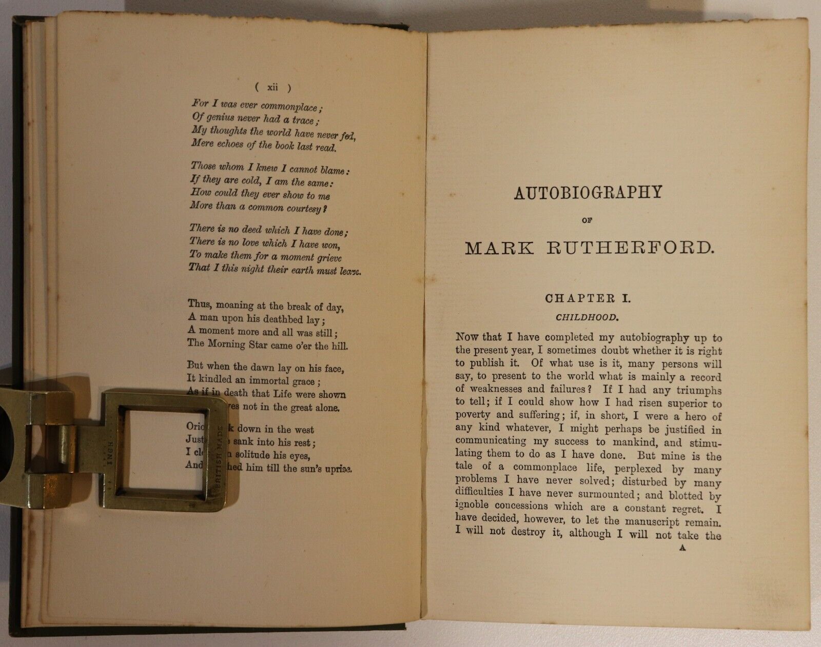 1896 The Autobiography Of Mark Rutherford Antique British Literature Book