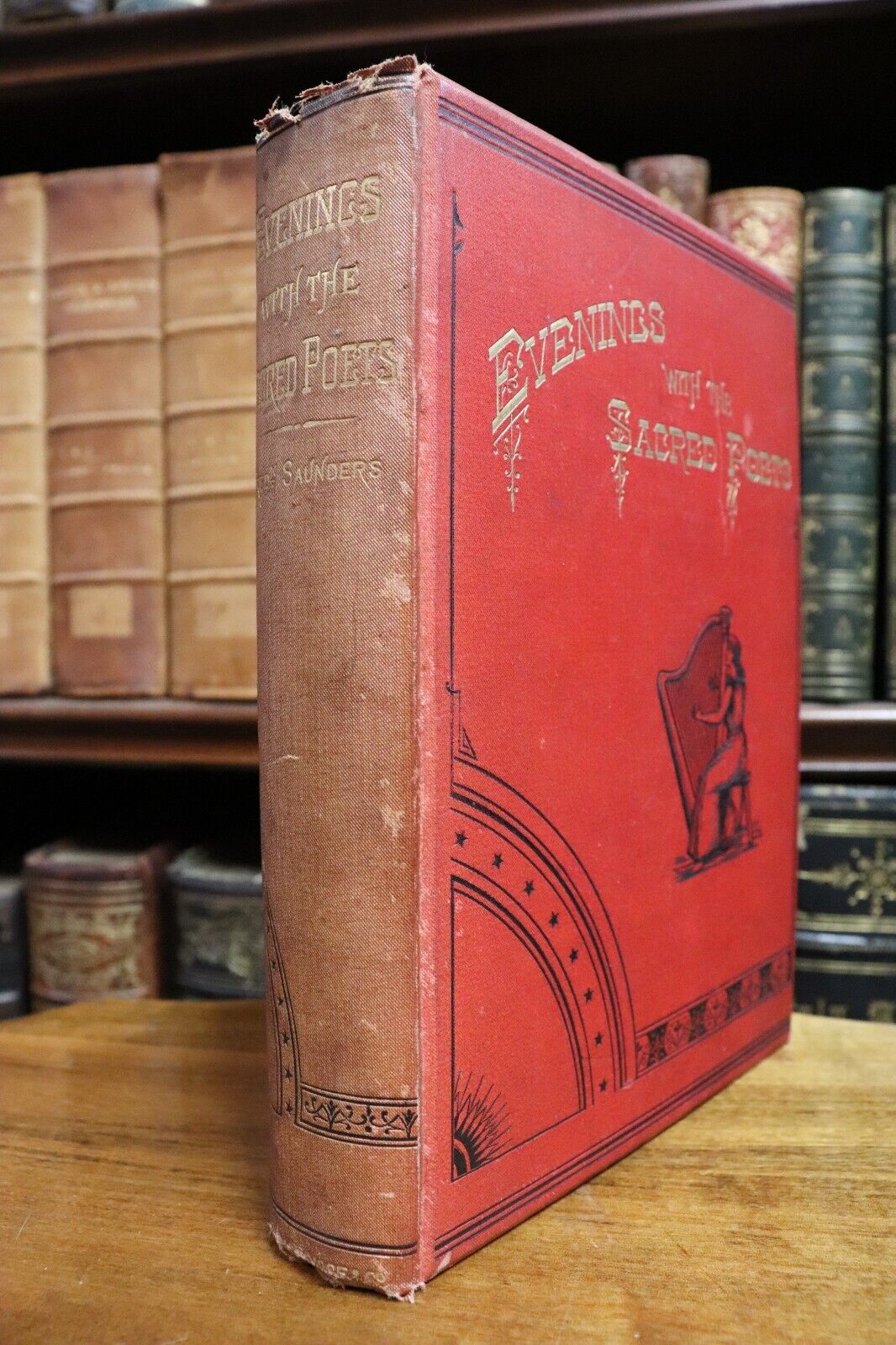 c1880 Evenings With The Sacred Poets Antique British Poetry & Literature Book