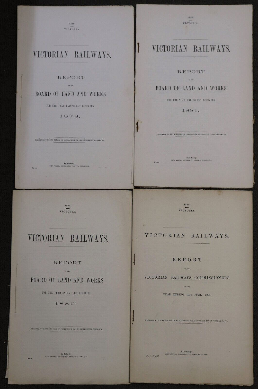 c1880 4vol Parliamentary Papers Victorian Railways Australian Rail History Books