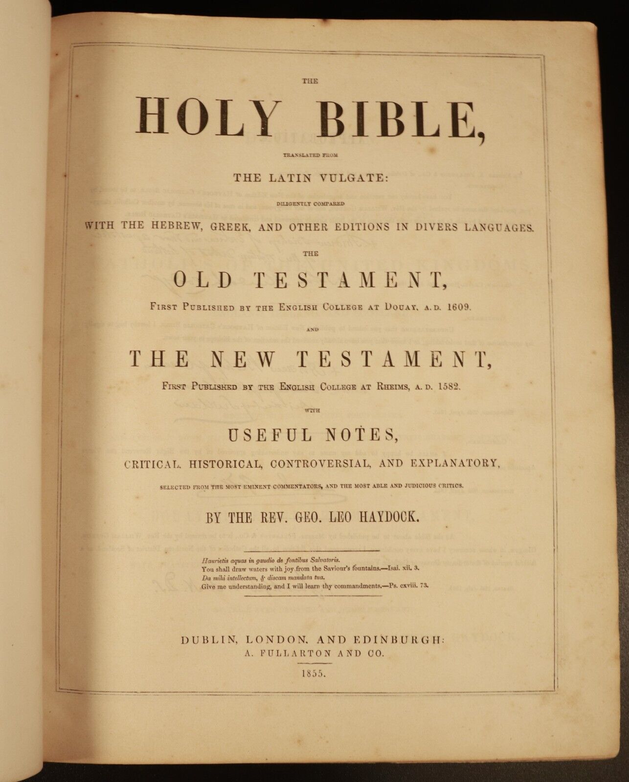 1855 The Catholic Family Bible + 1851 The New Testament Antiquarian Bible Rebind