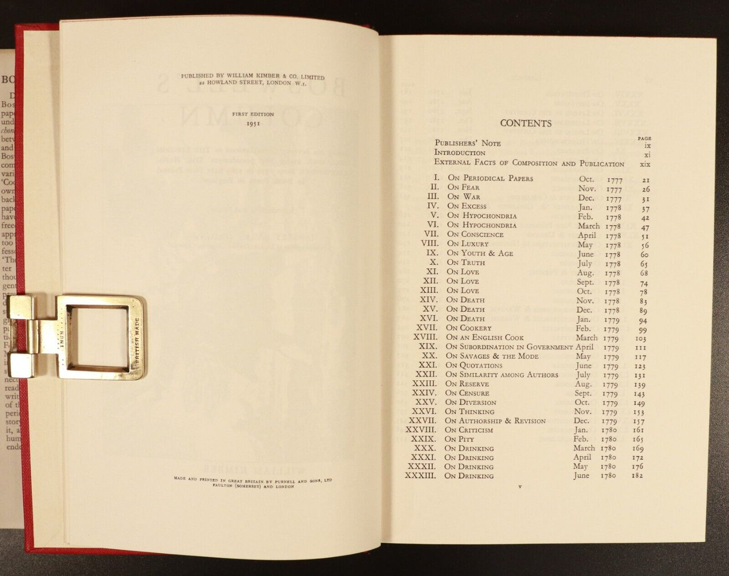 1951 Boswell's Column 1st Edition Vintage Scottish History Book