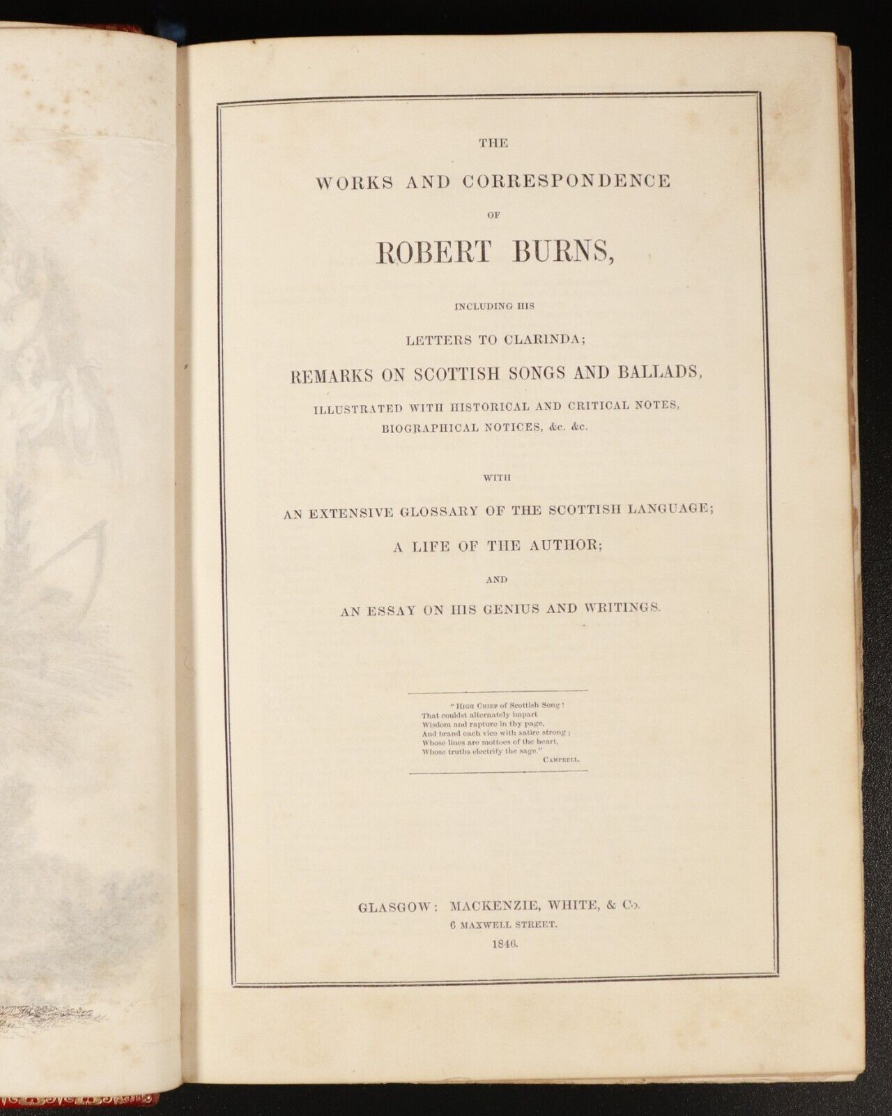 1846 Works & Correspondence Of Robert Burns Antiquarian Leather Literature Book