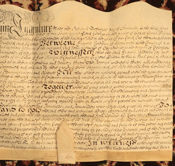 1716 Indenture Conveyance English Legal Document Manuscript Vellum Lease