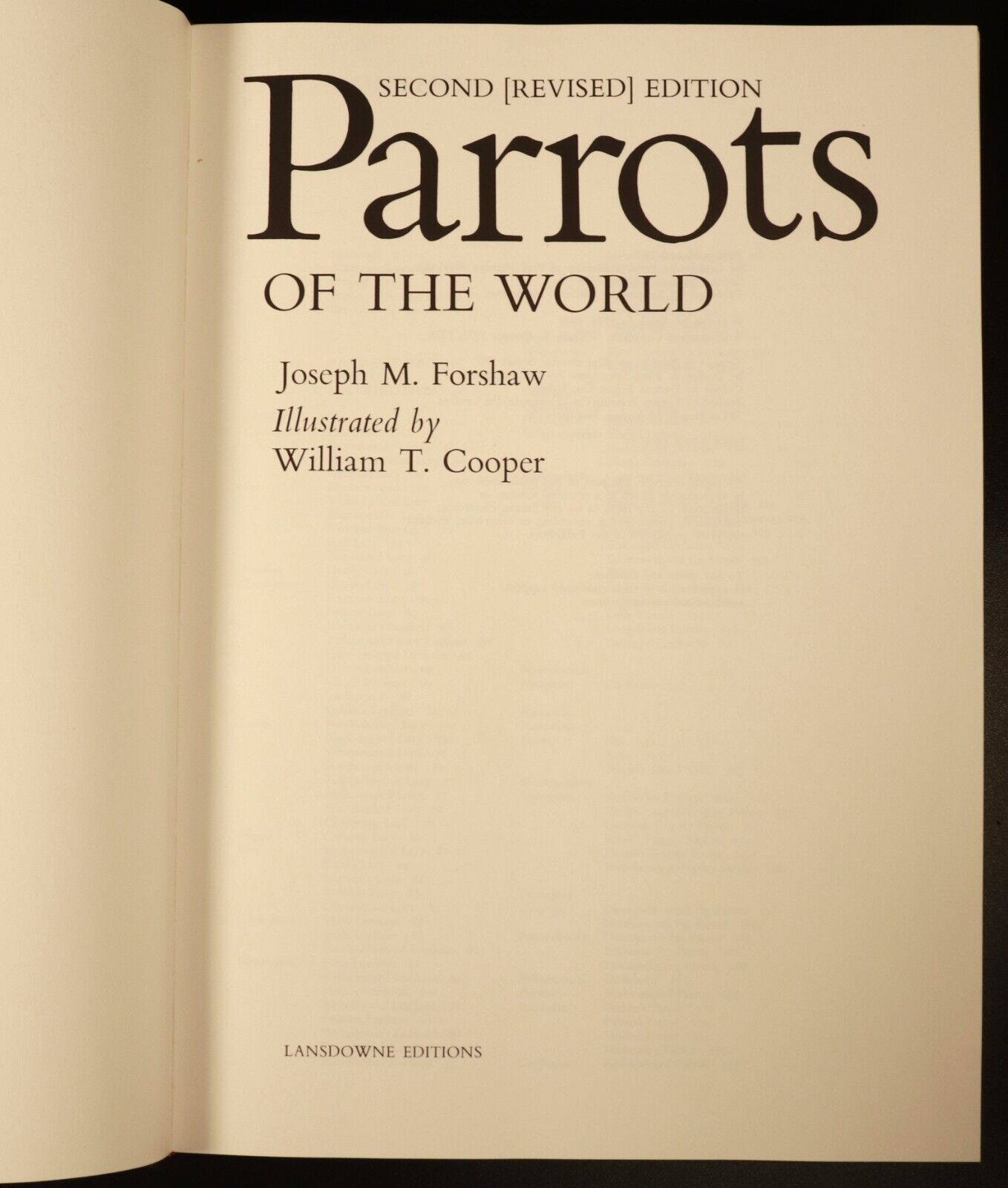 1978 Parrots Of The World by J.M. Forshaw Illustrated Bird Reference Book 2nd Ed