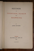 1892 Records Of Tennyson, Ruskin & Browning Antique British Literature Book-2